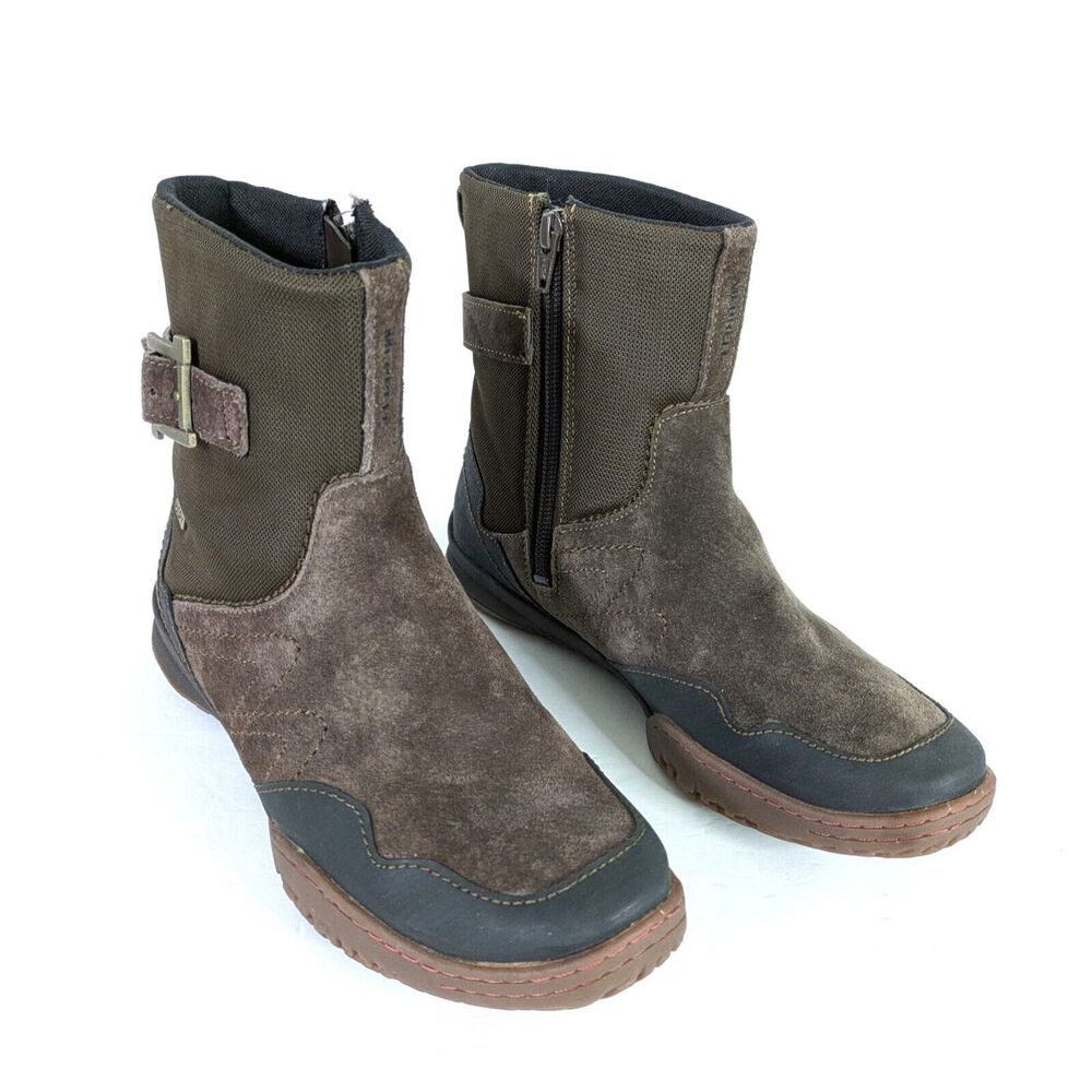 Merrell Albany Sky Brown Suede Leather Ankle Boots 7 Espresso Select Dry Fresh